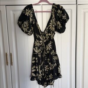 Free People Navy and Gold Dress